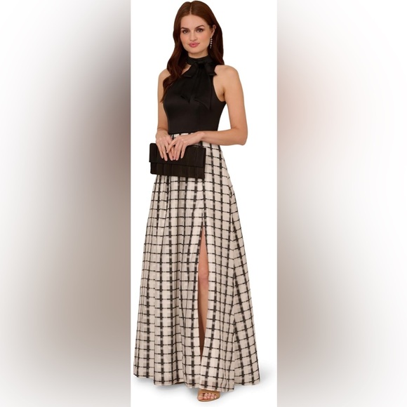 Adrianna Papell Dresses & Skirts - NWT- Adrianna Papell Long Formal Prom A-Line Dress BLACK & WHITE /size 10 - NEW
